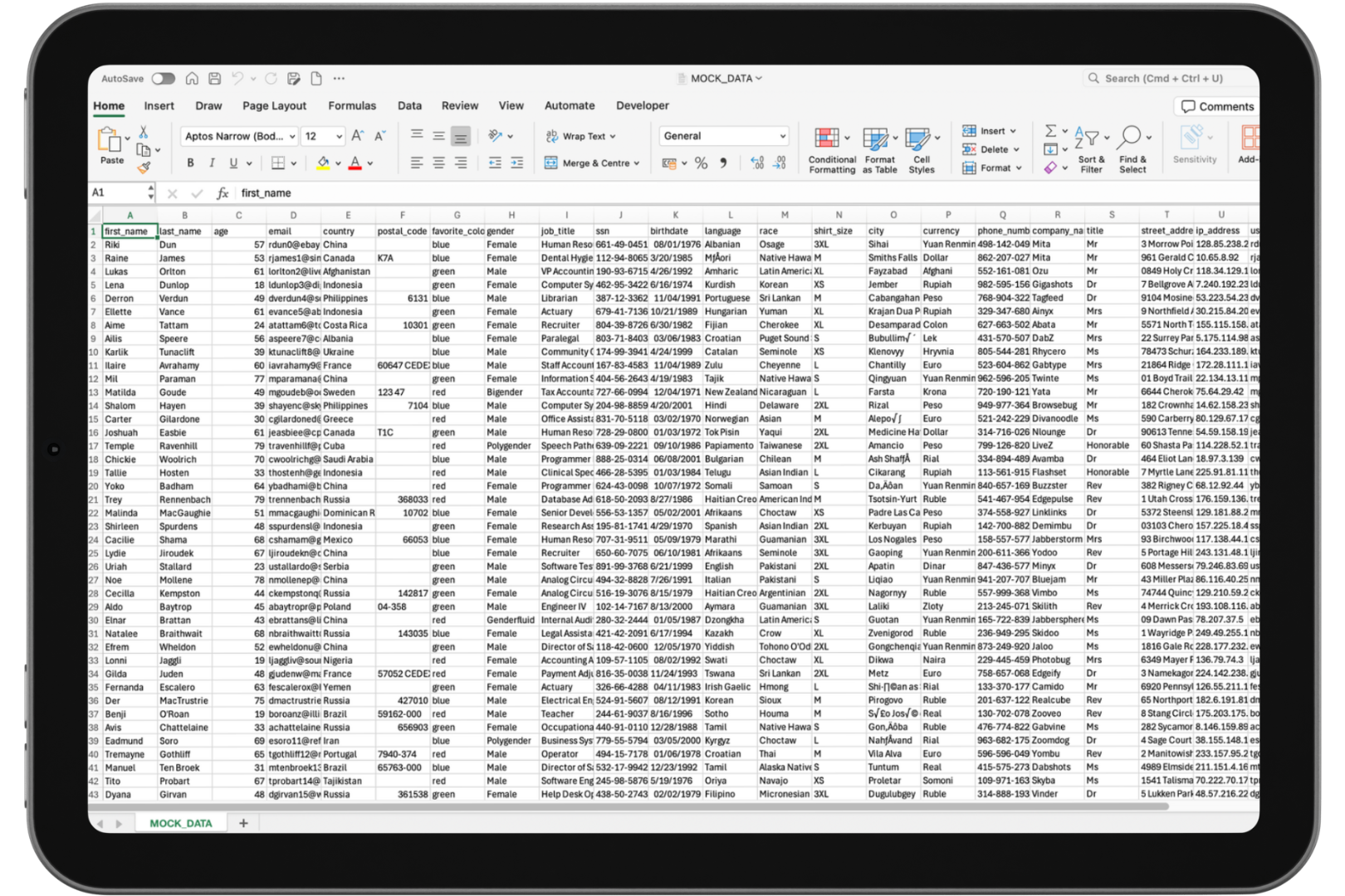 Excel Ipad